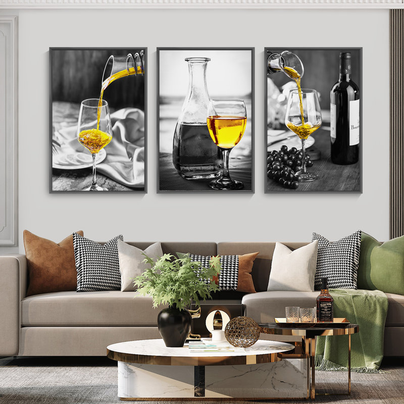 Contrast - ensemble de 3 reproductions sur toile, H 24,3 po x l 48,3 po x P 1,65 po
