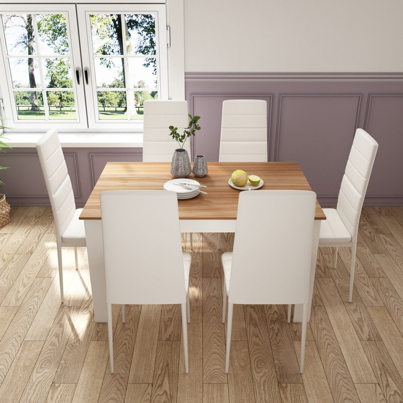 6 - Person Four Leg Dining Set, Nature