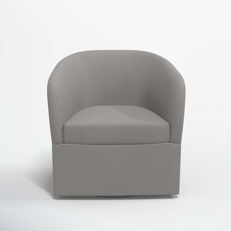 Lesia Upholstered Swivel Barrel Chair, Classic Otter Performance Velvet