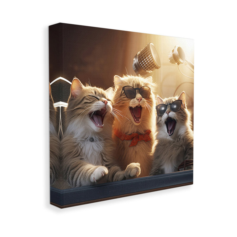 " Trendy Singing Cats " by Jim Baldwin, 24" H x 24" W