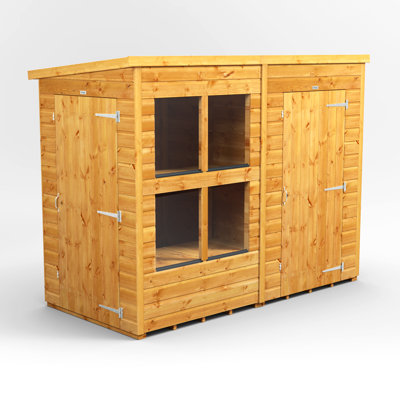 Powersheds 8 x 4ft Timber Tongue & Groove Pent Potting Shed Combi (includes 4ft Side Store)