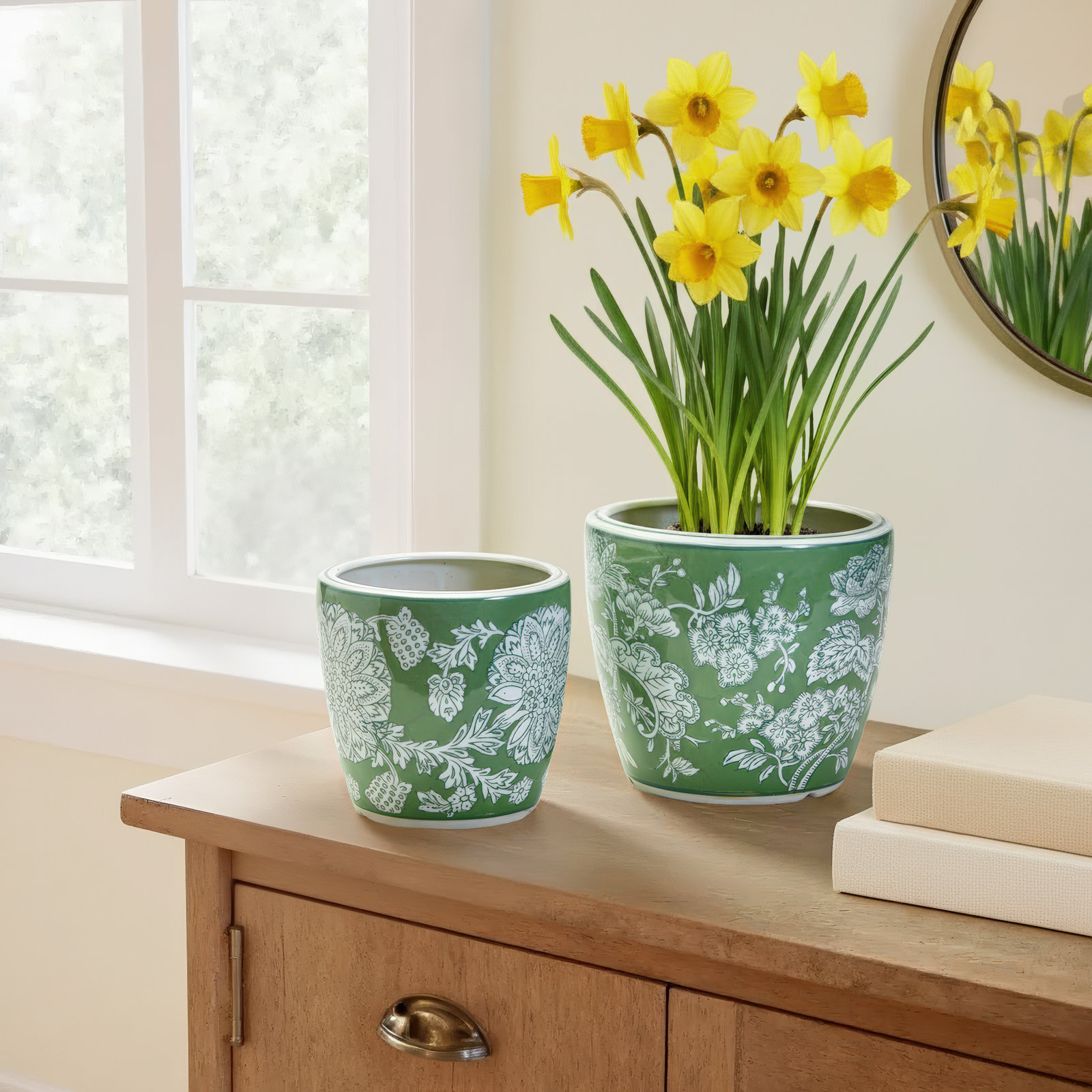 7" Hand-Painted Ceramic Cachepot