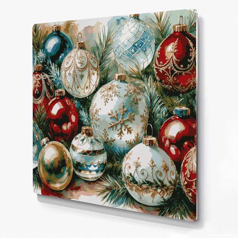 Art mural en métal gris, collection Vintage Christmas, H 32 po x l 32 po