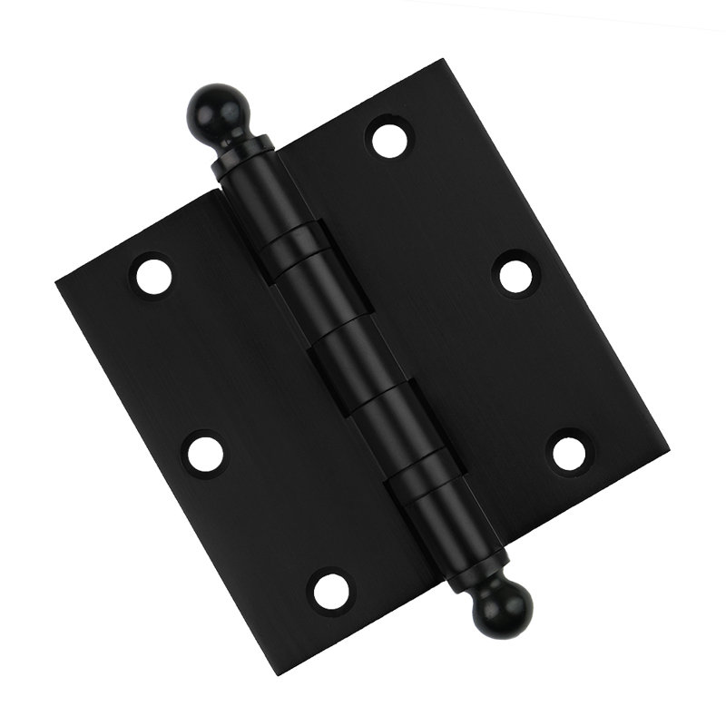 Charnière de porte en laiton massif à roulement à billes H 3,5 po x l 3,5 po, Noir mat