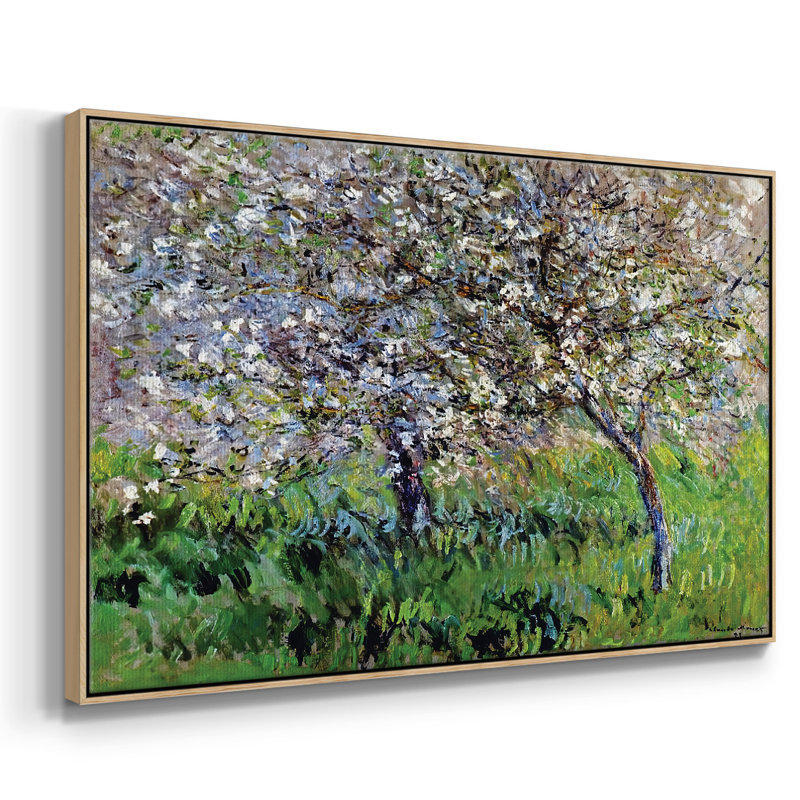Pommiers en fleurs à Giverny, 1900, reproduction d'art sur toile, H 27 po x l 41 po x P 2 po, Bois naturel