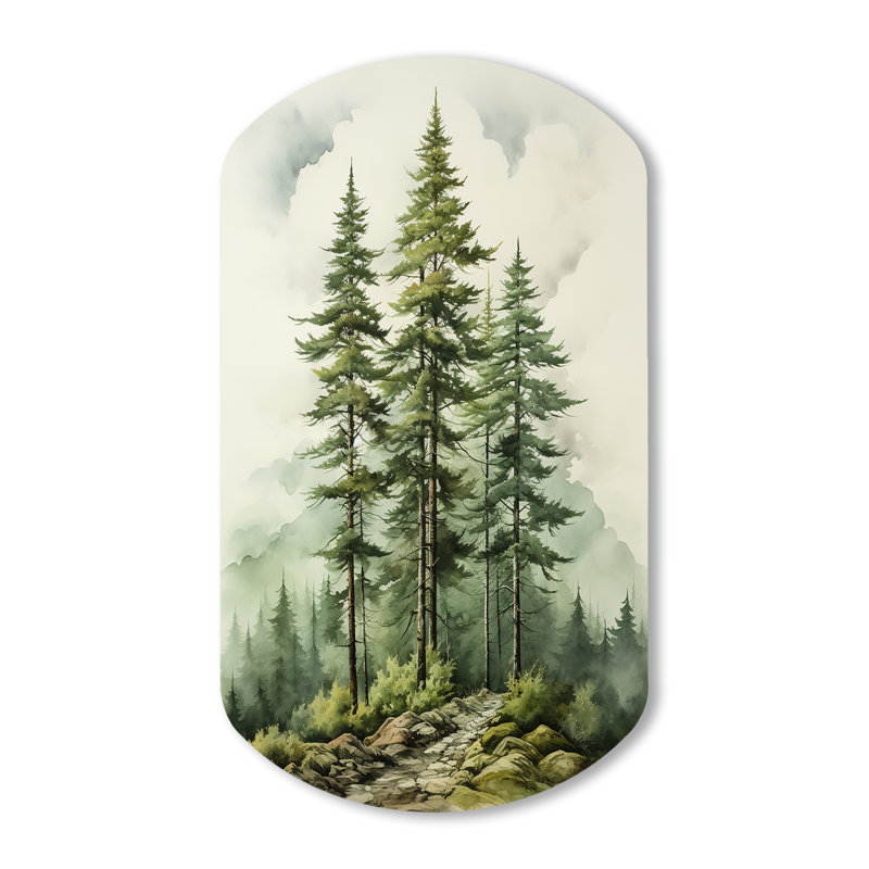 Hadessah vert pin éternelle gardiens II - pin arbre cylindrique art mural asymétrique en métal, H 43 po x l 23 po