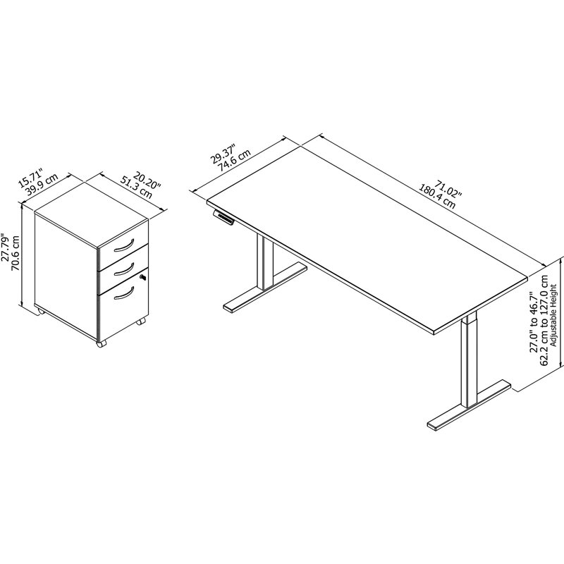 Bureau debout Move 60 Series, Gris froid