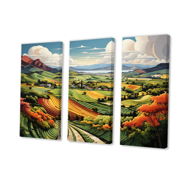 Millwood Pines Green Orange Vineyard Rows Of Ruby III On Canvas 3 ...