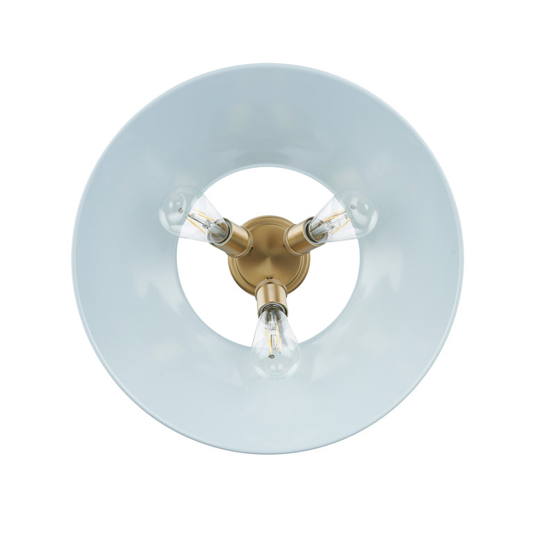 Plafonnier encastré 3 lumières Weatherford, Bronze champagne brossé, Bleu sombre