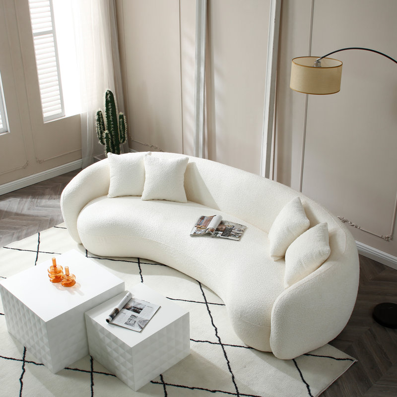 Canapé modulaire incurvé 101,5 po l 101,4 po, Blanc