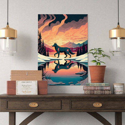 Canvas Wall Art Fox Walking on Ice Poster-1 Vintage Poster Print Home Decor