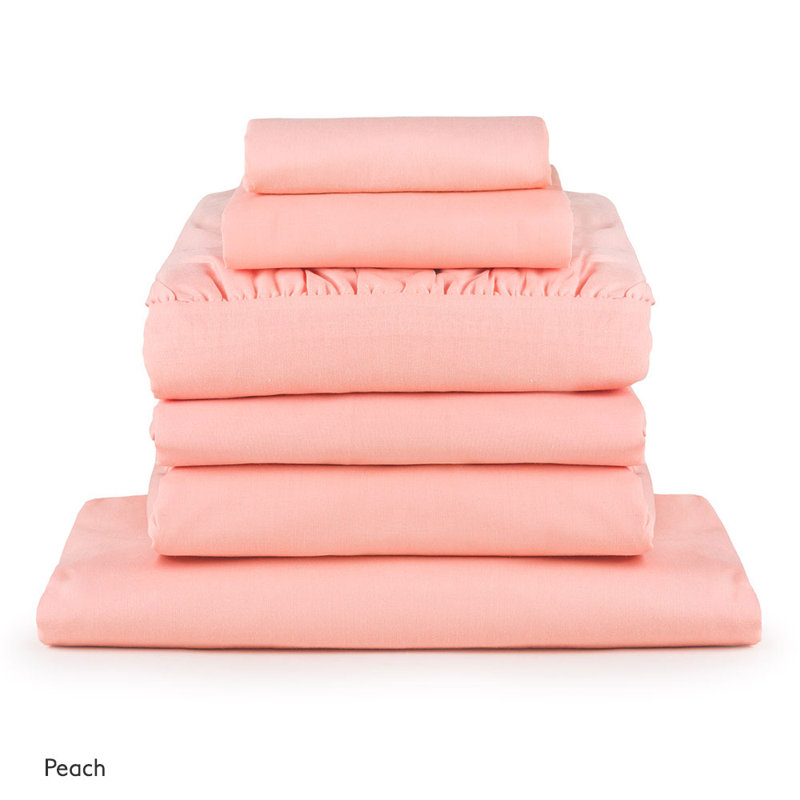 Judlaph Percale Sheet Set, Peach, Single (3')