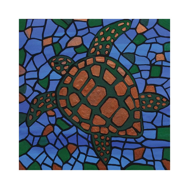 Tortue par Rachel Olynuk - reproduction d'art, Aucun mat, Toile tendue, H 12 po x l 12 po x P 0,75 po