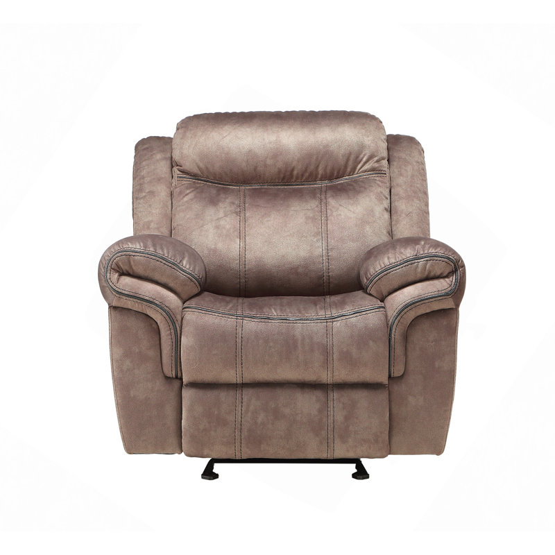 Two Tone Velvet Glider Recliner, Chocolate
