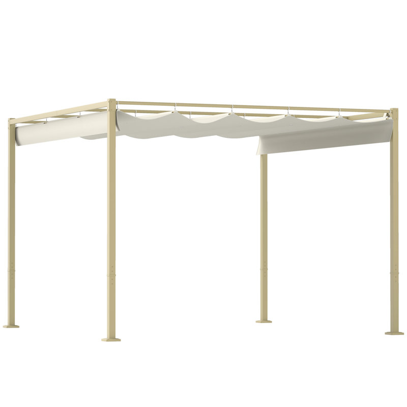 Cesaro 3 x 3(m) Garden Pergola w/Retractable Roof Magnetic Fixture, Cream