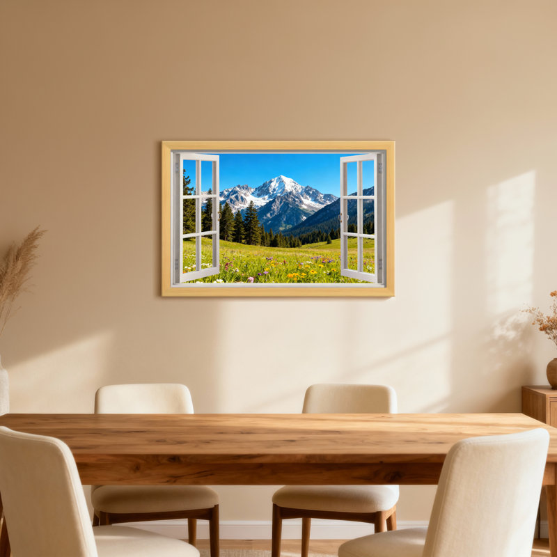 Paysage et nature vue sur la montagne par une fenêtre ouverte, Toile tendue, Does Not Apply, 24" H x 16" W