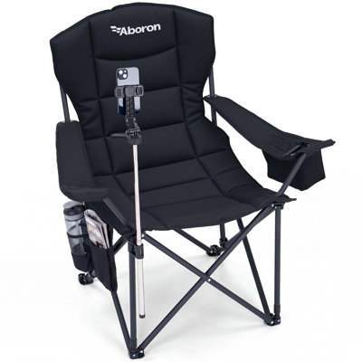 Fauteuil de stade sans cadre, très grand fauteuil pliant rembourré XXL avec support pour téléphone, sac isotherme et poche latérale