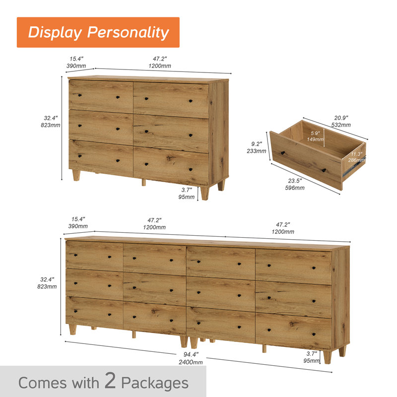 Lysiane Bedroom Furniture Set, Queen Size Solid Wood Canopy Bed, 12-Drawer Dresser And 2 Nightstands