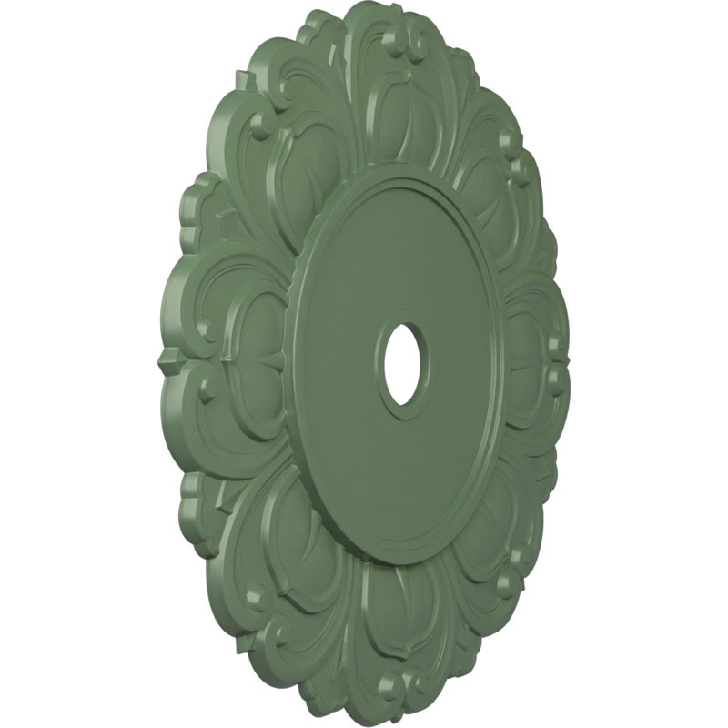 Endurathane Angel Ceiling Medallion, 32 1/4"OD x 3 5/8"ID x 1 1/8"P (Fits Canopies up to 15 3/4"), Hand-Painted Athenian Green Finish