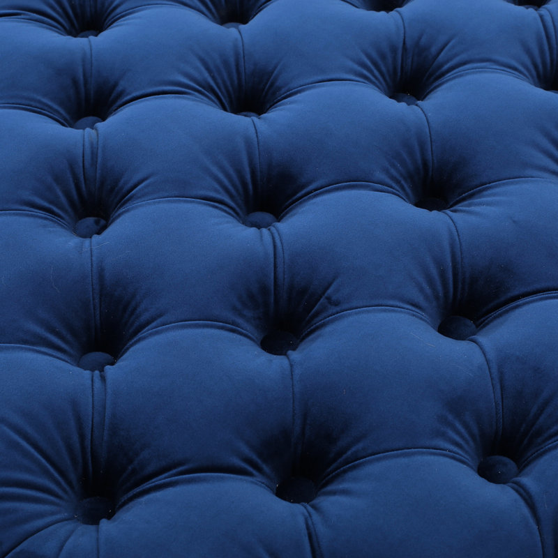 Surface moderne en velours bleu marine avec boutons capitonnés, Marine