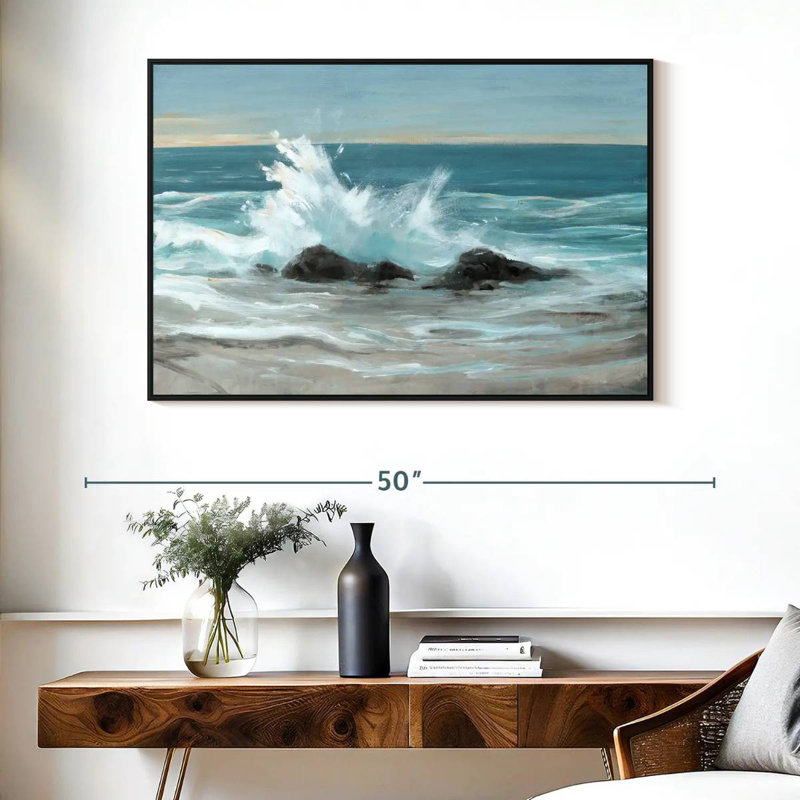 Crashing Wave II, Cadre flottant noir, 40 po x 27 po