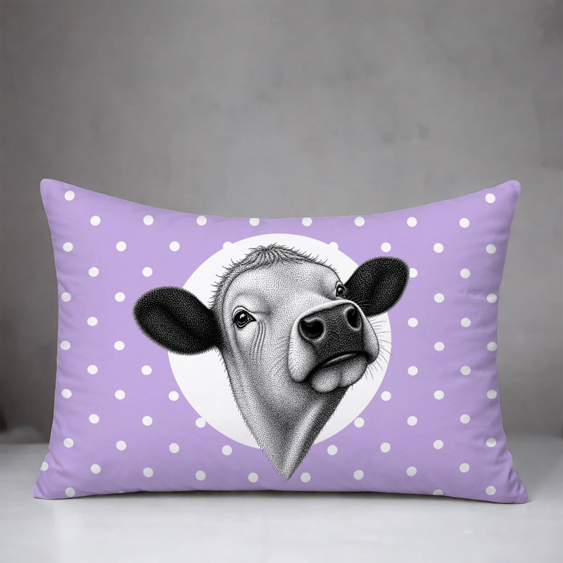 Coussin réversible intérieur / extérieur Cow, 20 po x 14 po, Lavande