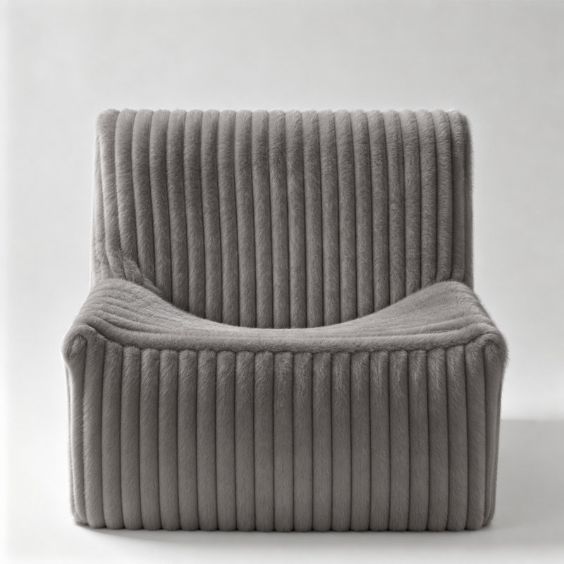 Faux Fur Armless Accent Sofa Chair, 32''W Modern Single Couch With Deep Seat, Ideal for Bedroom, Living Room,Dorms, Apartments – No Assembly Required