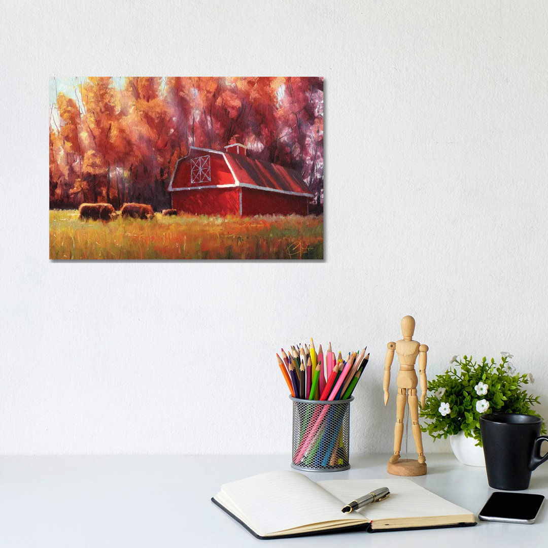 Big Red Barn in Arvada, Colorado by Christopher Clark - Floater Frame Graphic Art on Canvas