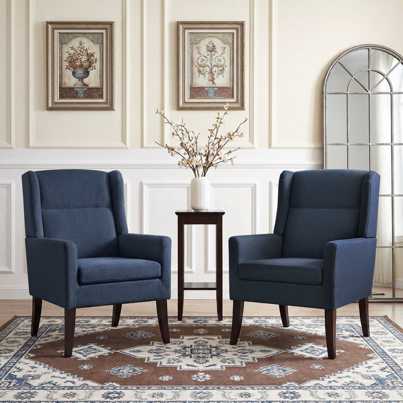 Upholstered Polyester Accent Armchair (Set Of 2), Blue