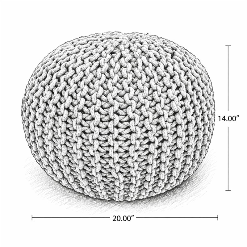 Pouf tricoté en coton 20 X 20