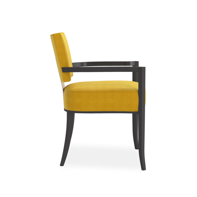Caracole Classic Upholstered Arm Chair, Black/Gold, Yellow