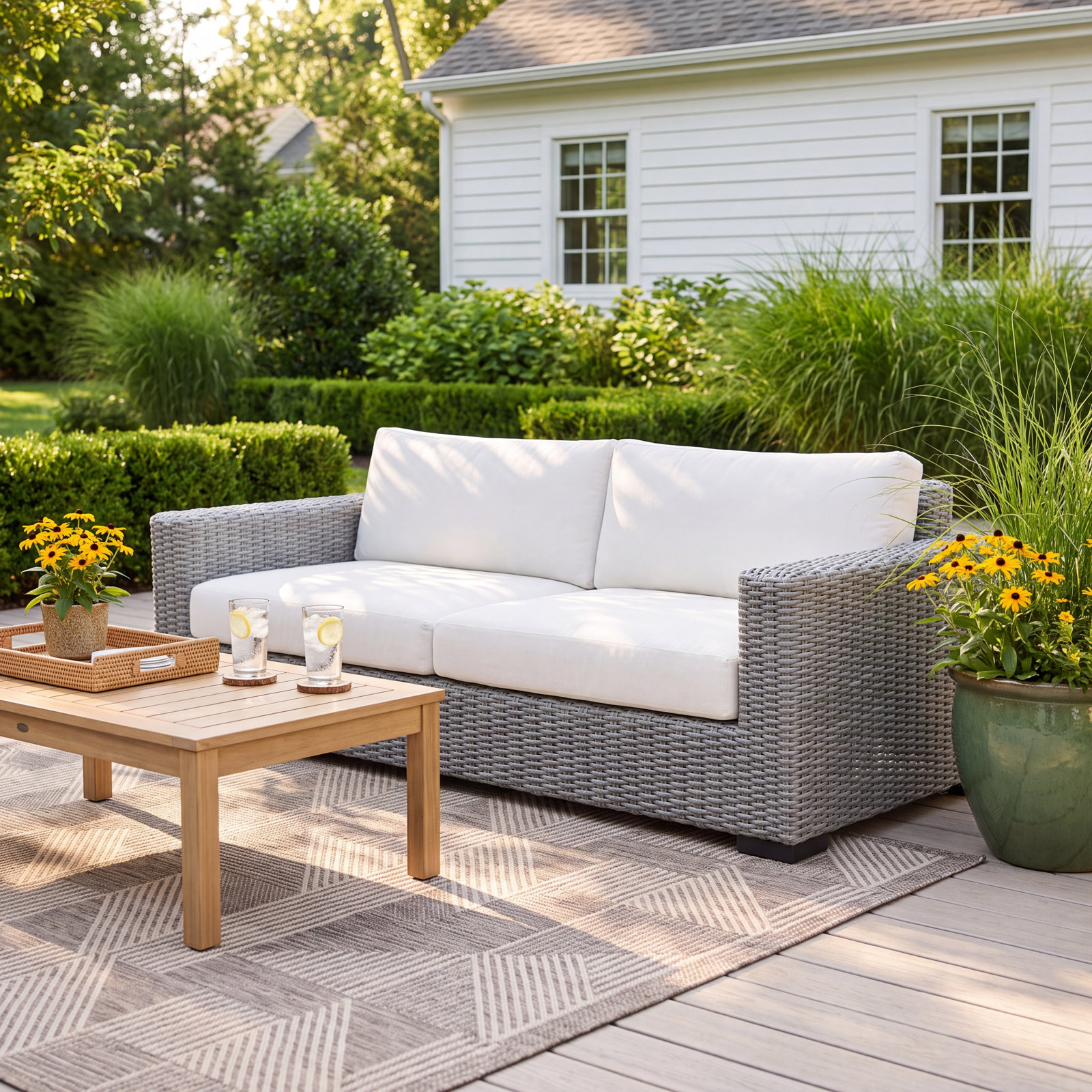 Capri 92.5'' Wide Aluminum Loveseat with Cushions, Light Grey Vinyl 6503-010