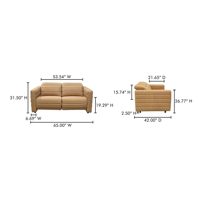 Juno Power Recliner Sofa Tan Leather