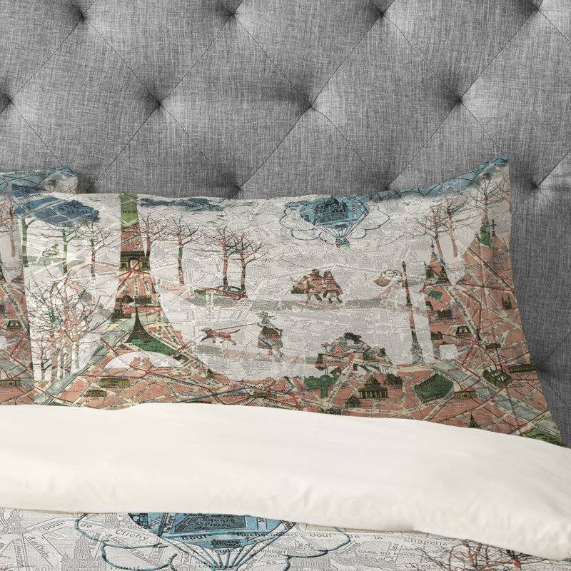 Map Under the Paris Sun Pillowcase