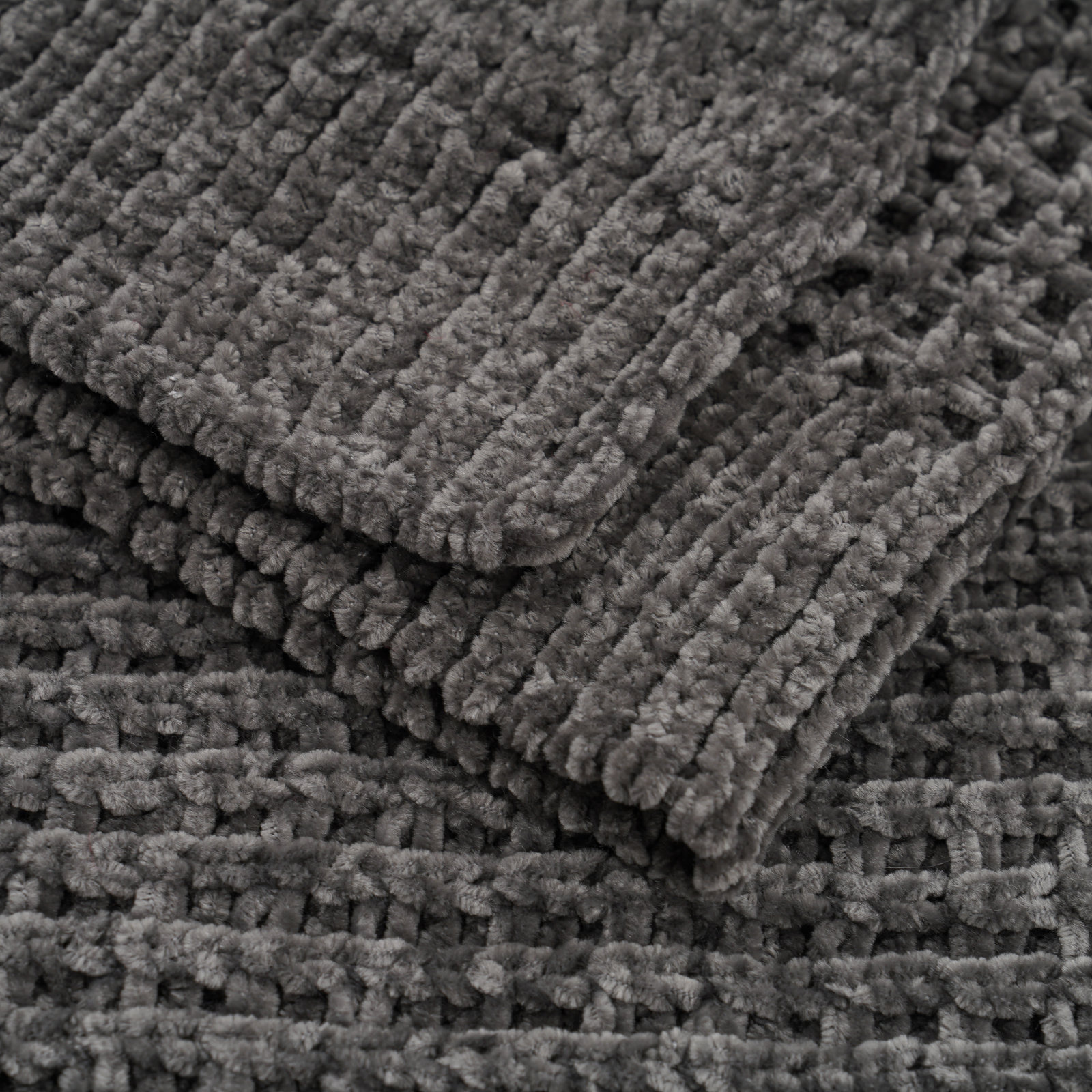 Amor Waffle Knitted Throw Blanket, Charcoal Gray