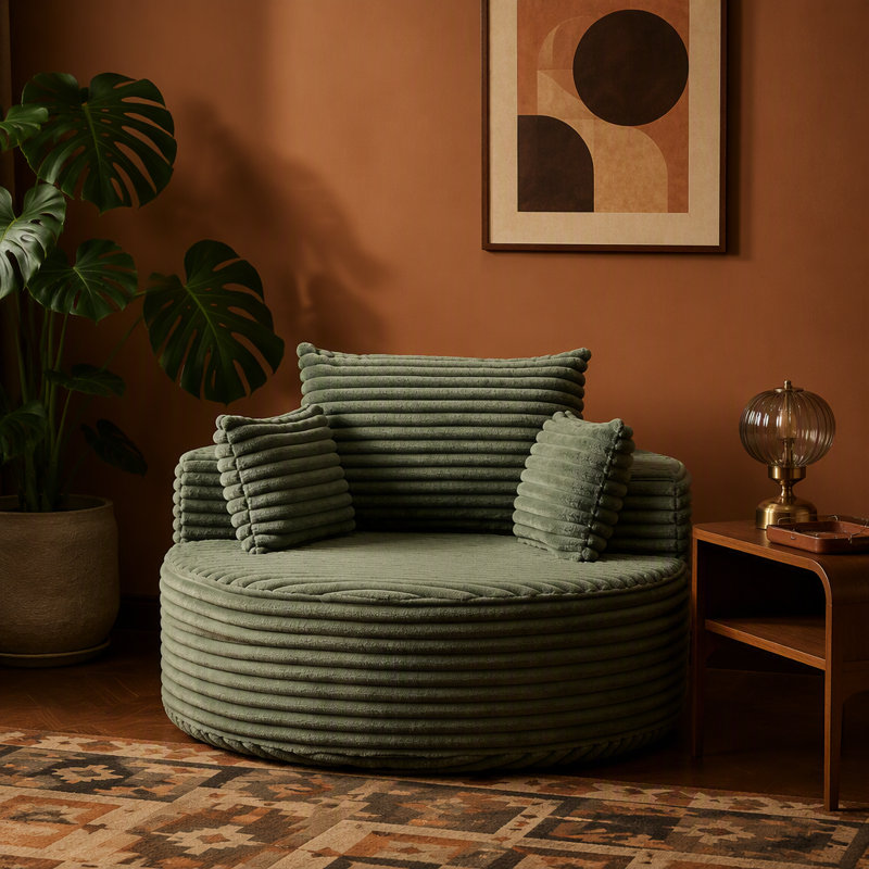 Canapé-lit une place en velours côtelé et éponge, 127 cm (50 po), aucun assemblage requis, fauteuil-lit moderne et moelleux pour salon, chambre, salle de détente et salle de projection.