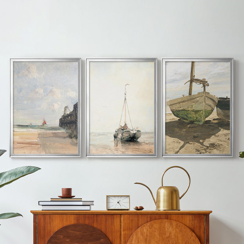 "Vintage Nautical Print", impression sur toile encadrée sur toile - 3 pièces