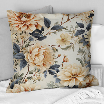 Antique Autumn Floral Elegance II - Floral Printed Throw Pillow