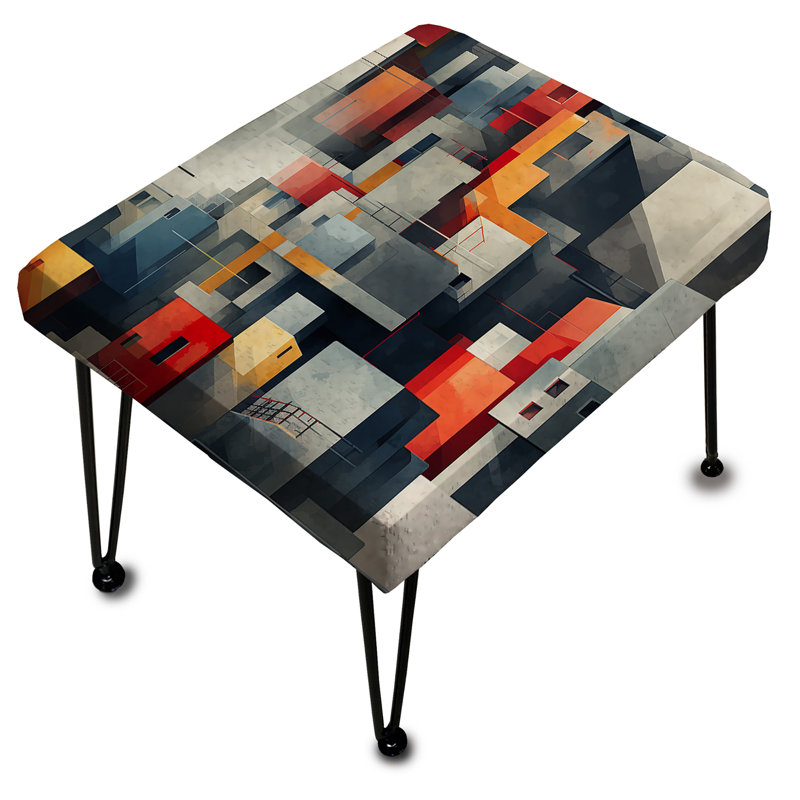 Grey Cubic Striped Wall Pattern - Striped Rectangle Ottoman