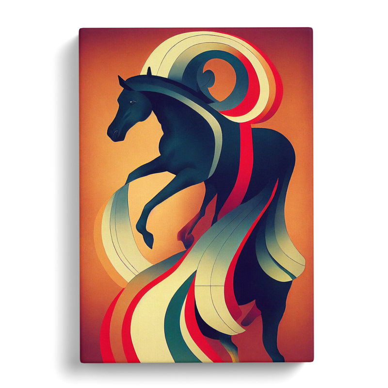 Horse Art Deco No.2 - Wrapped Canvas Print, 50cm H x 35cm W x 3cm D