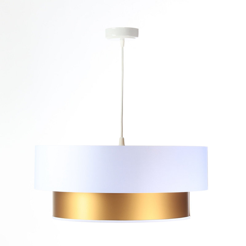 Shandra 1 - Light Black Drum Pendant, Coppery/Beige, 20cm H x 60cm W x 60cm D