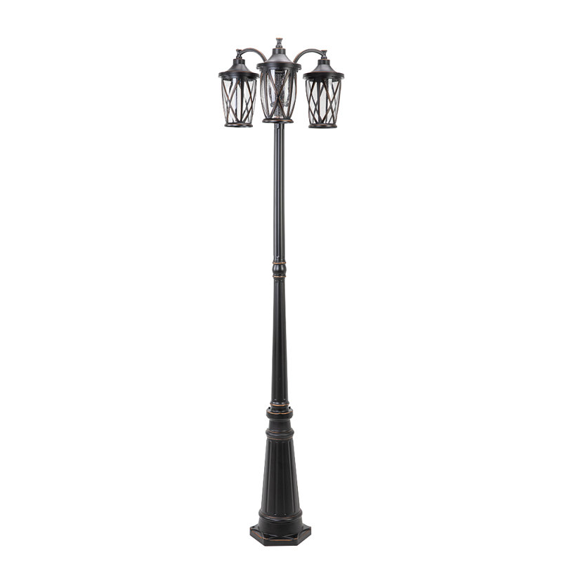 Lampadaire noir câblé à 3 lumières H 78,74 po (double)