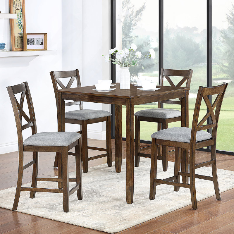 Ensemble de chaises à hauteur de comptoir pour 4 personnes, chaise de cuisine avec siège rembourré, tabouret de bar à hauteur de comptoir pour salle à manger, noyer