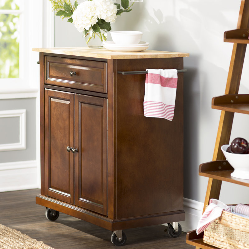 Hedon Wood Kitchen Cart, Vintage Mahogany