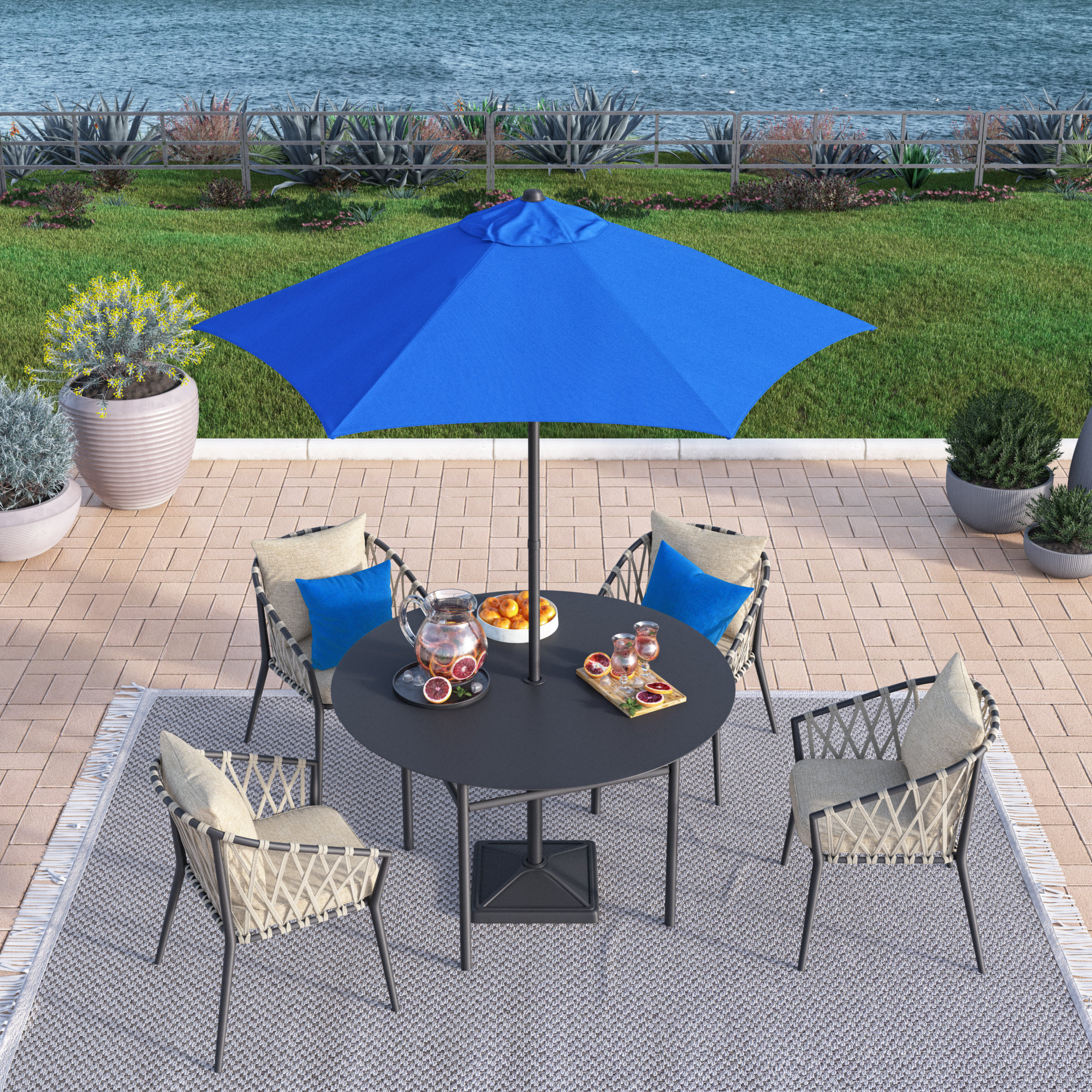 Toscana 90'' Outdoor Umbrella, Pacific Blue