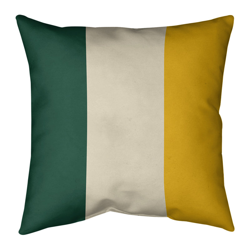 Striped Cotton Blend Reversible Throw Pillow, 26" x 26", Forest Green/Minnesota Wheat/Harvest Gold