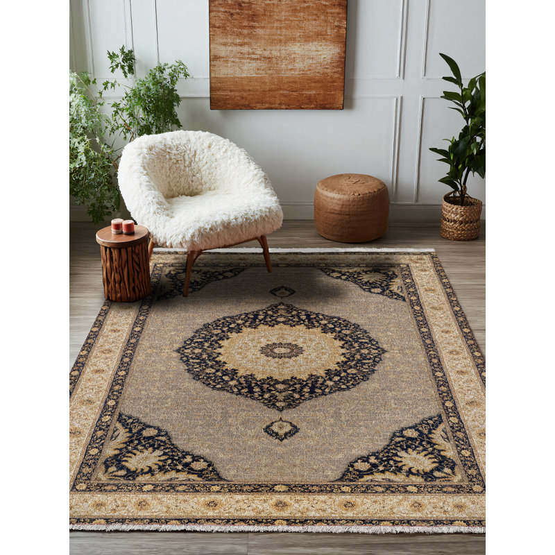 Tapis en coton et polyester à imprimé numérique Giuseppi Collection, Rond 3 pi 4 po