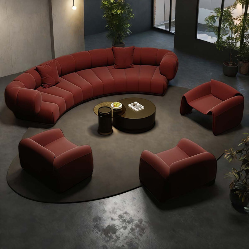 Table basse de loisirs en forme de brique rouge incurvée