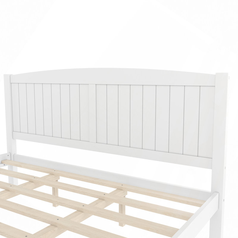 Lit plateforme, lit plateforme en bois massif avec lattes de soutien et structure solide, aucun sommier nécessaire