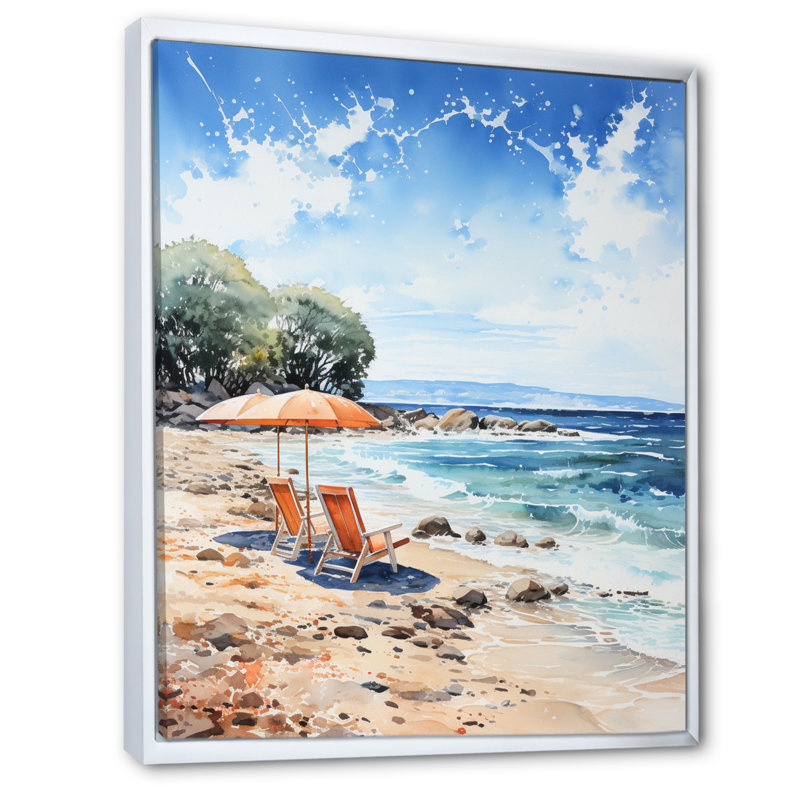 Parasol de plage Splash II - imprimé, H 20 po x l 12 po x P 1 po, Cadre flottant blanc